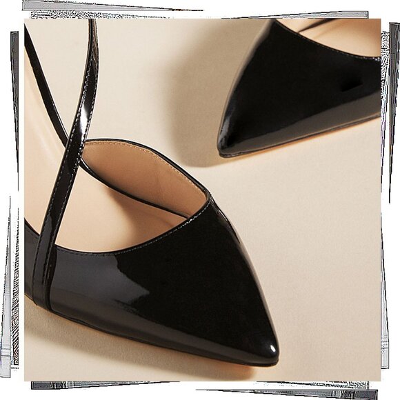 Black Patent Leather Pointy Toe Heels (38 EU) by Guilhermina - Picture 3 of 13